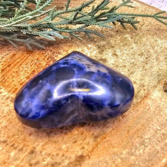 Beautiful Blue Sodalite Stone Carved 2" Heart Palm Stone - Picture 9 of 10